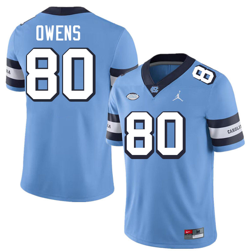 #80 Jordan Owens North Carolina Tar Heels Jerseys,Apparels,Uniforms Stitched-Throwback Blue